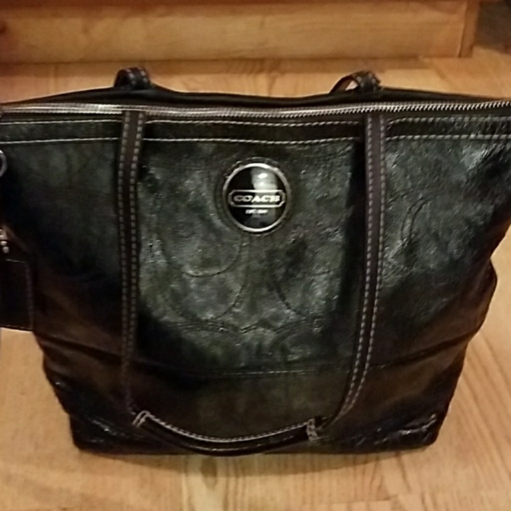 Black patent leather Coach purse